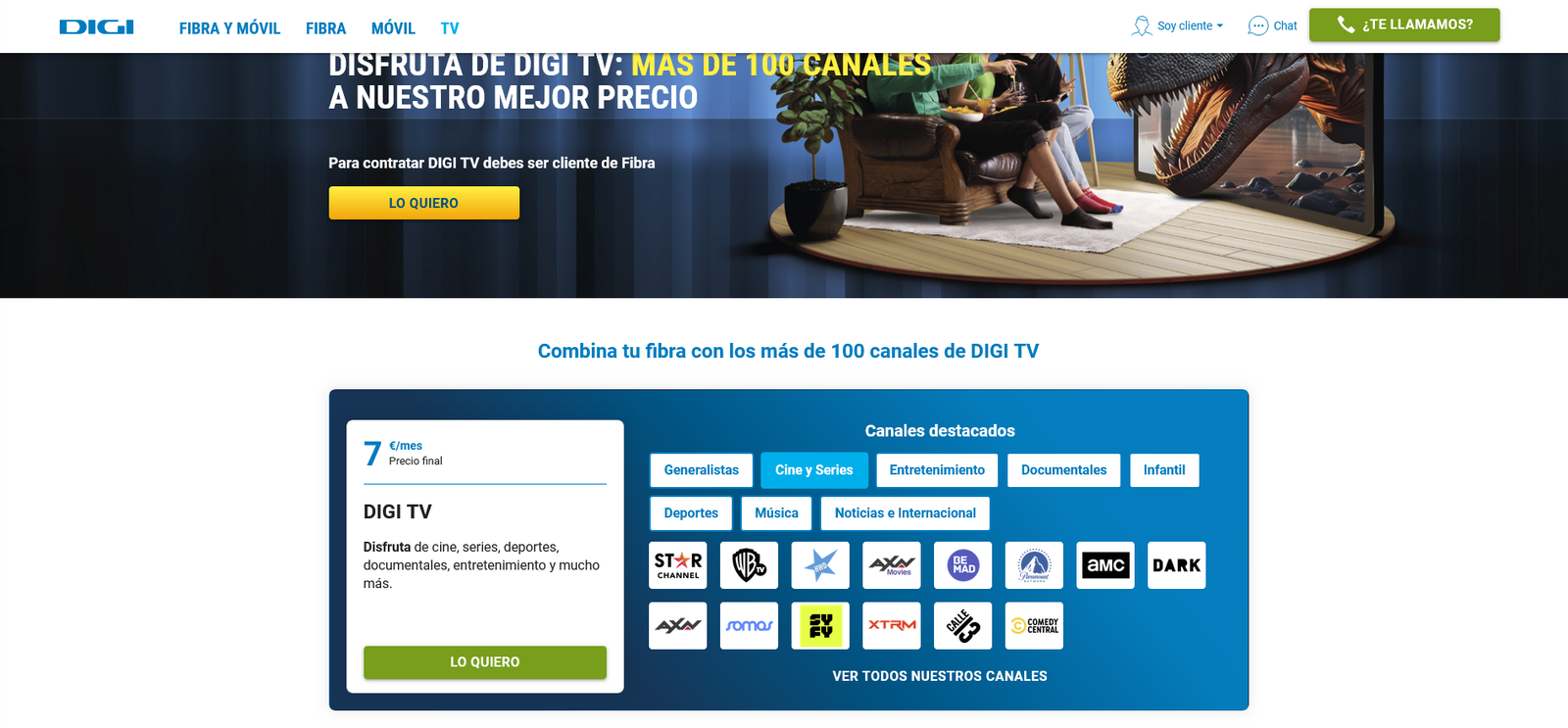 Digi lanza su propia televisión con más de 100 canales por 7 euros al mes