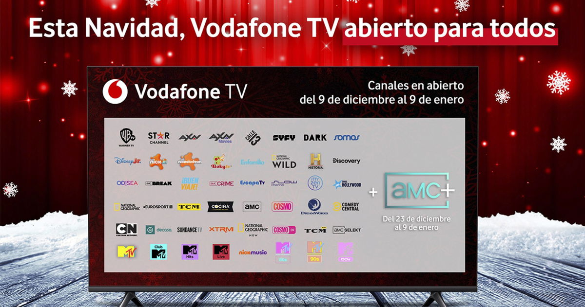 Vodafone abre su televisión y regala descuentos en móviles por Navidad