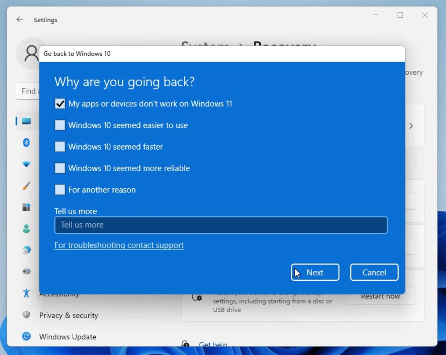 Cómo volver a Windows 10 después de actualizar a Windows 11