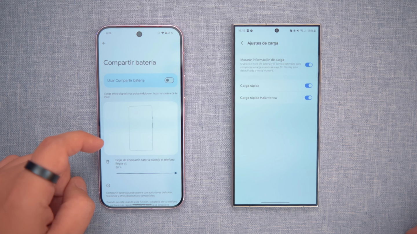 Ajustes de batería en el Google Pixel 9 Pro XL y en el Samsung Galaxy S24 Ultra