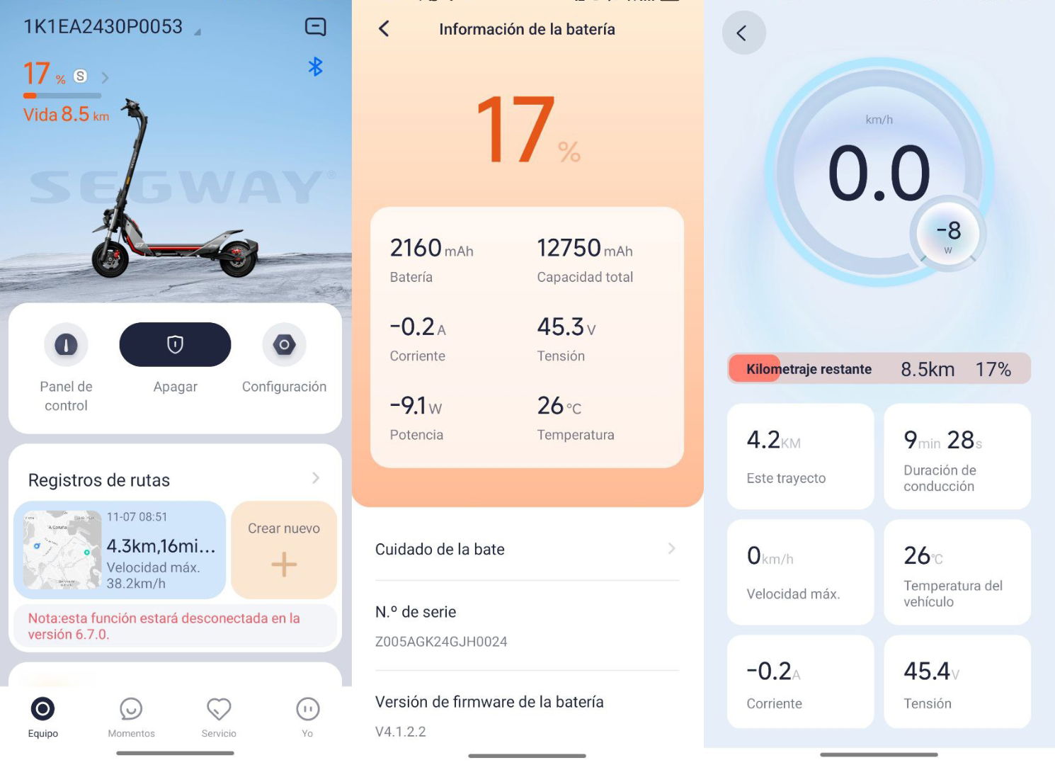 app segway batería