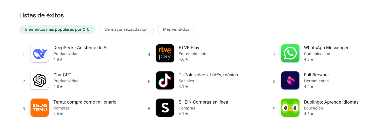 Apps mas descargadas de Google Play