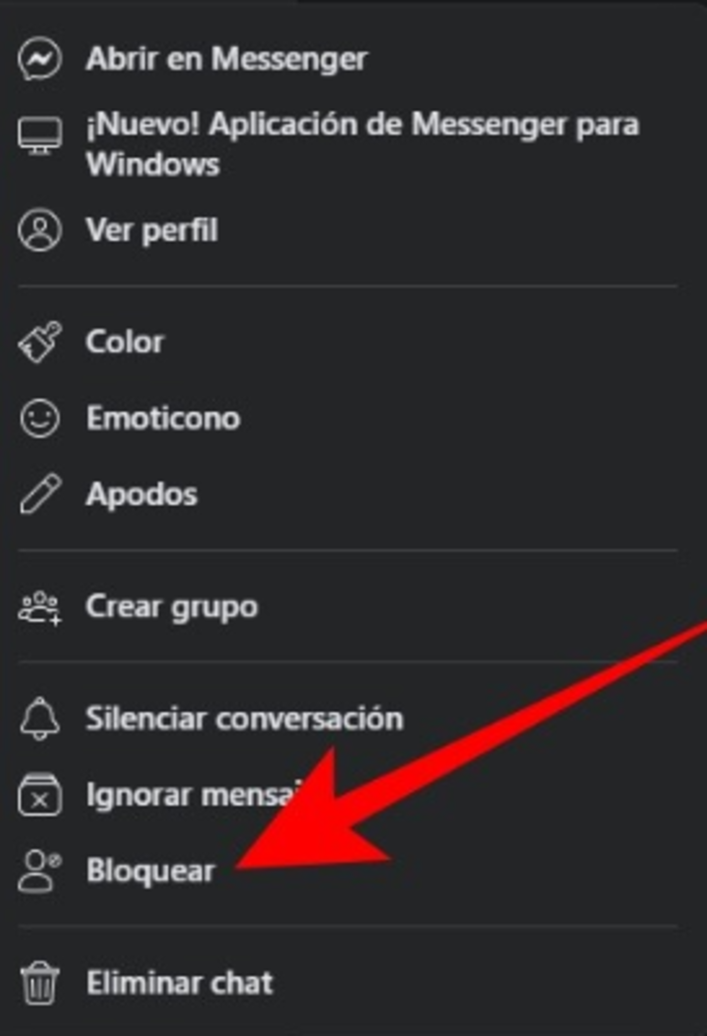 Si no quieres que alguien pueda escribirte por Messenger lo más eficaz es bloquearlo