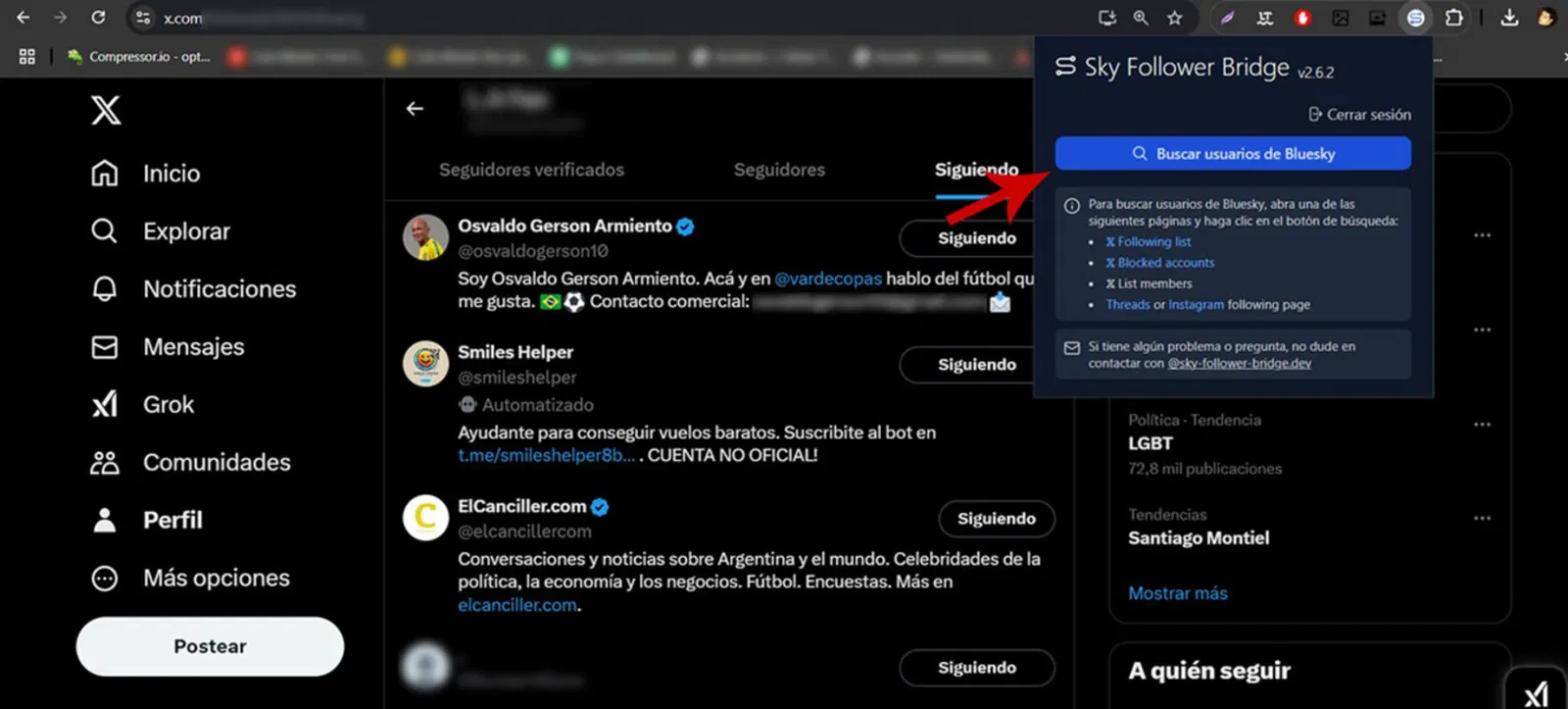 Buscar usuarios de Bluesky en Twitter