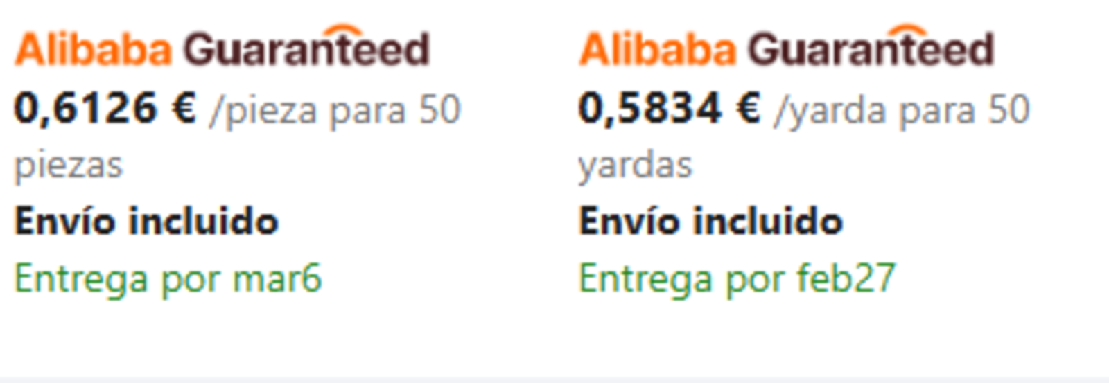 Los precios en Alibaba suelen ser más bajos