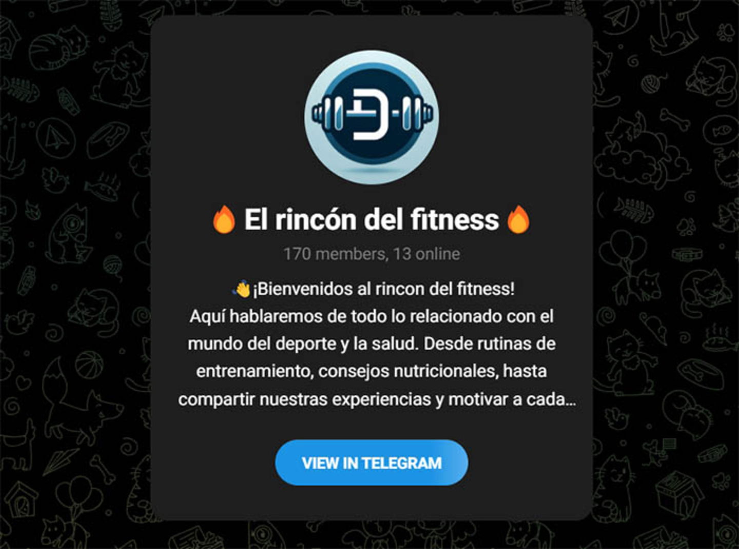 El rincón del fitness grupo de Telegram España