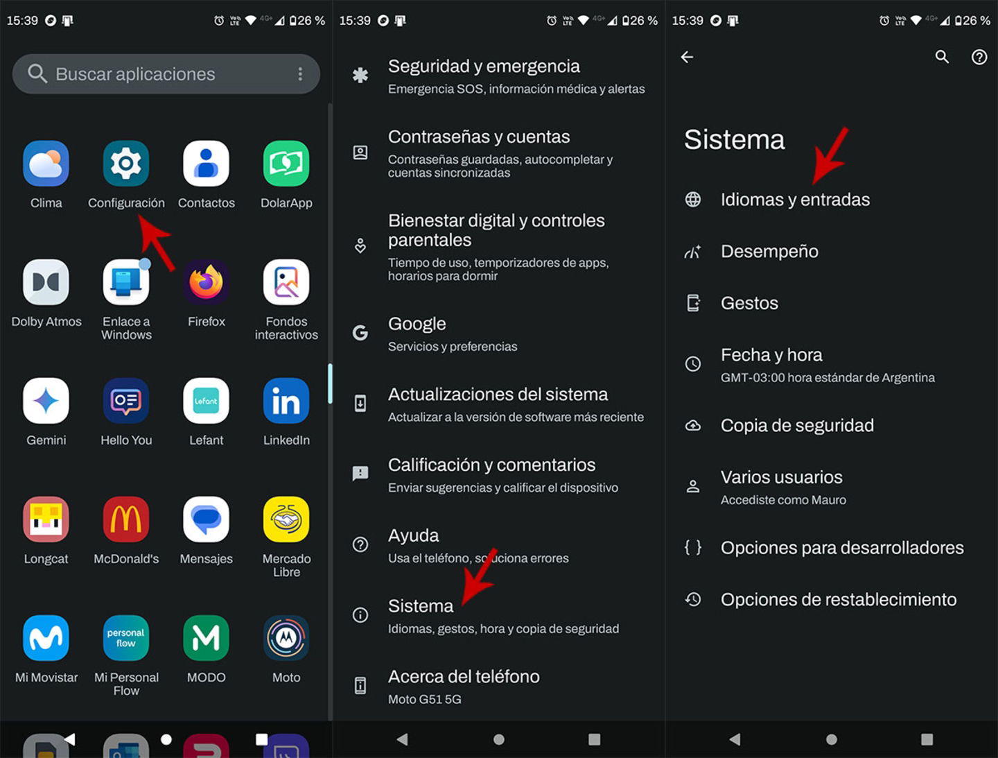 Entrar en las opciones de Android