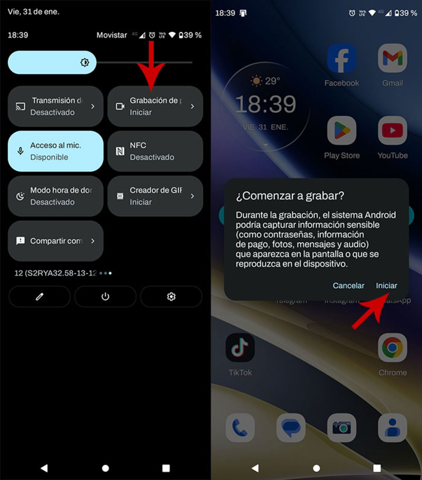 Grabar pantalla para descargar foto de WhatsApp que solo puede verse una vez