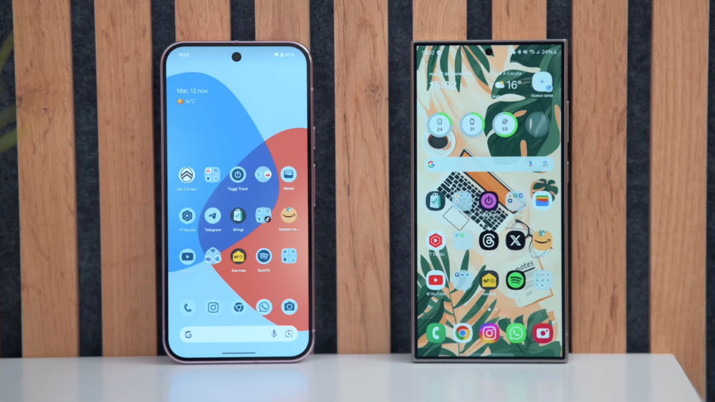 Pantallas del Google Pixel 9 Pro XL y del Samsung Galaxy S24 Ultra