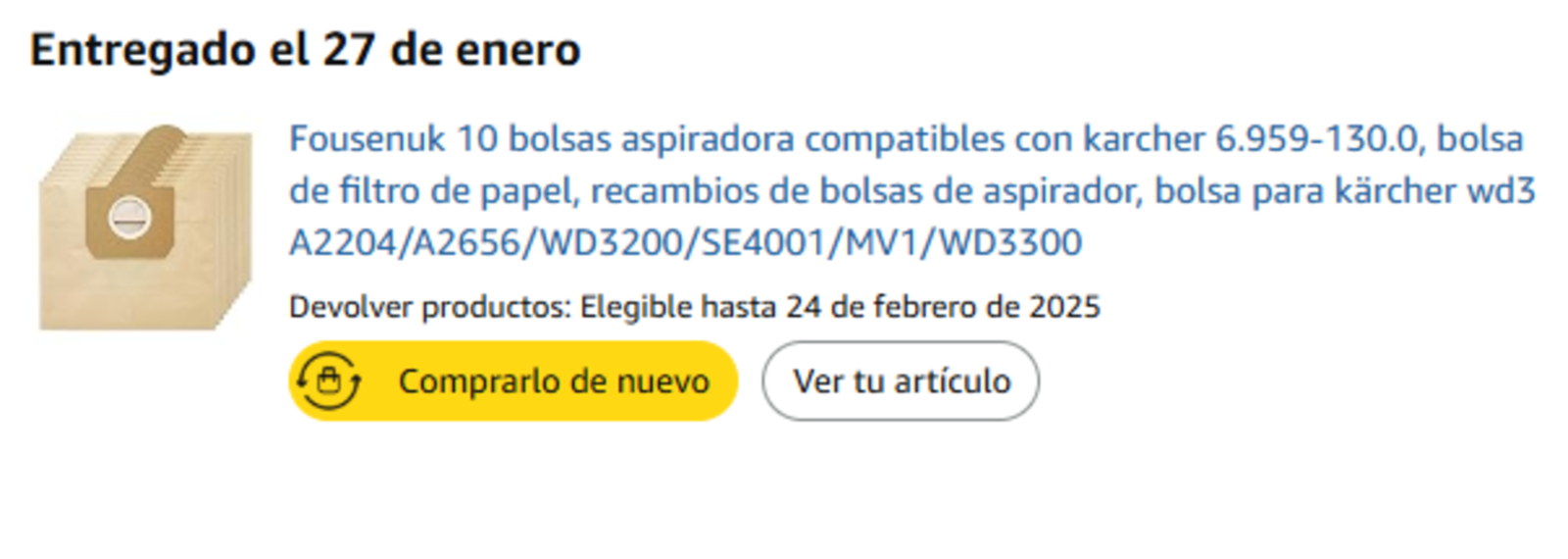 El primer paso antes de hacer nada es ver si el pedido aparece como entregado