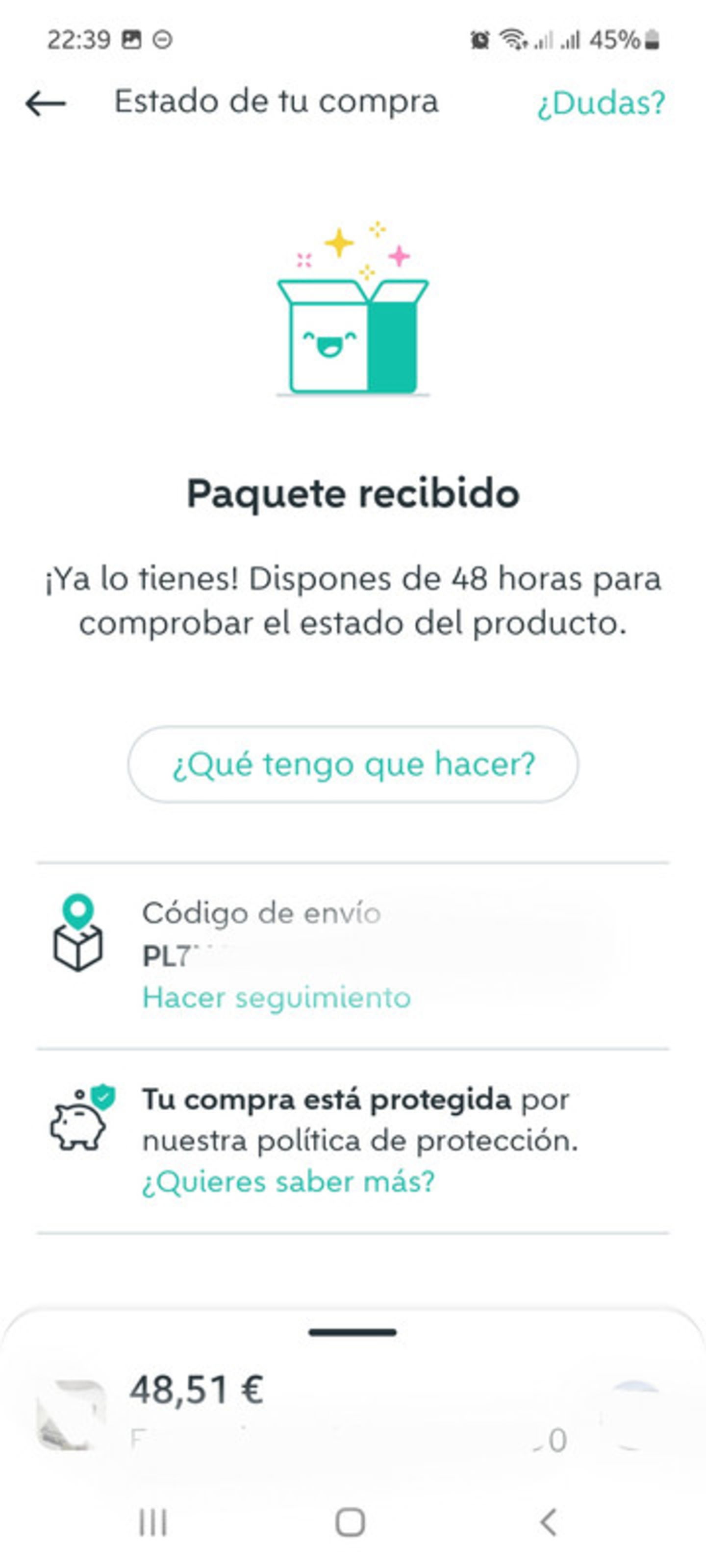 Wallapop te enviará una notificación cuando tu pedido esté listo para recoger