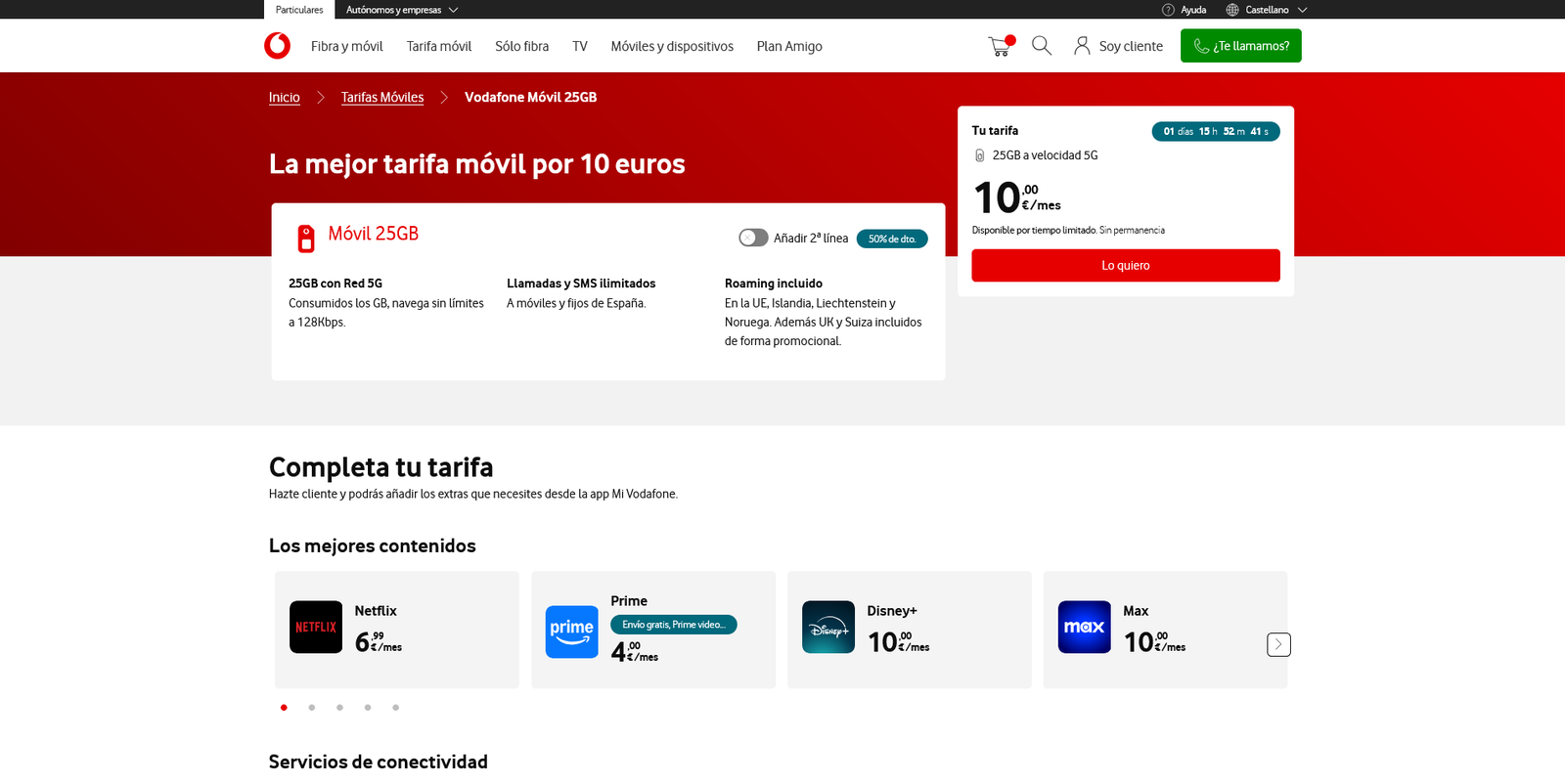 Vodafone tiene una nueva tarifa más barata, pero solo podrá contratarse hasta el jueves