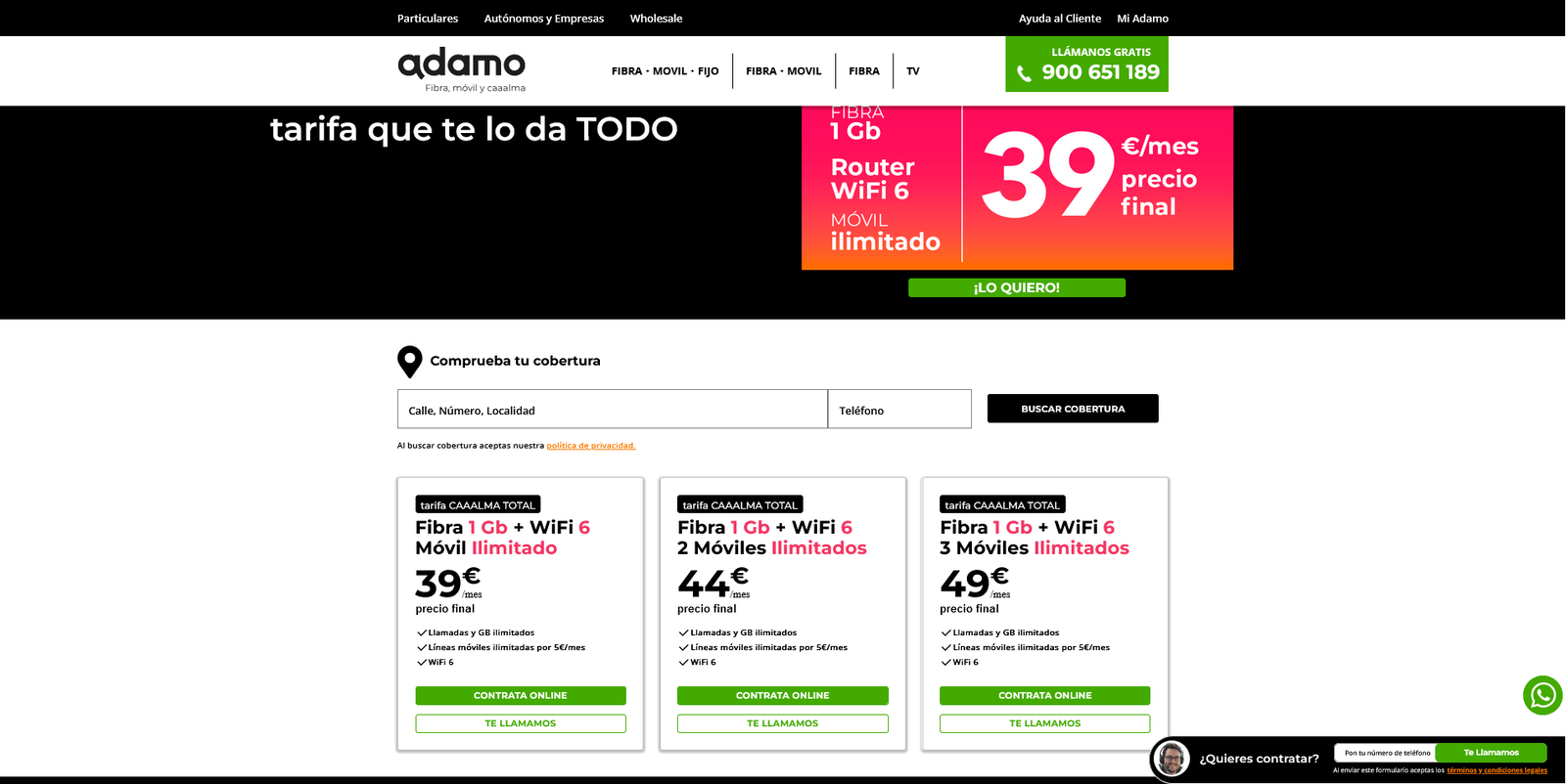 Adamo reestructura su fibra: ahora todas sus tarifas ofrecen 1 Gb