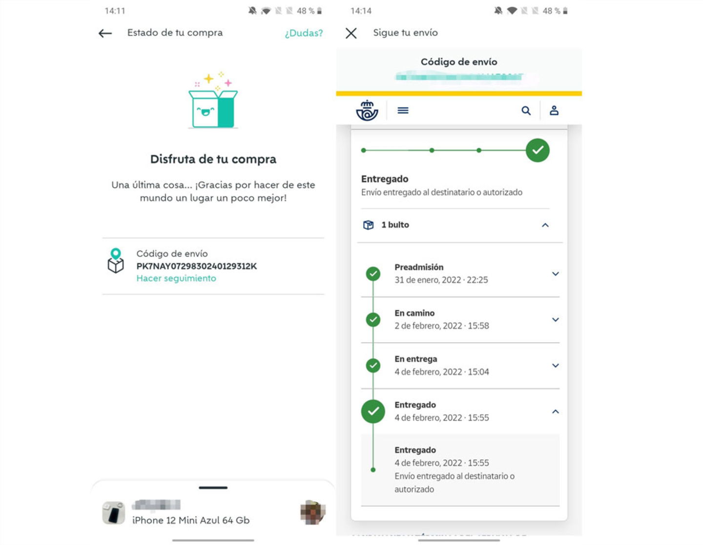 Puedes hacer el seguimiento de tus pedidos desde la propia app de Wallapop