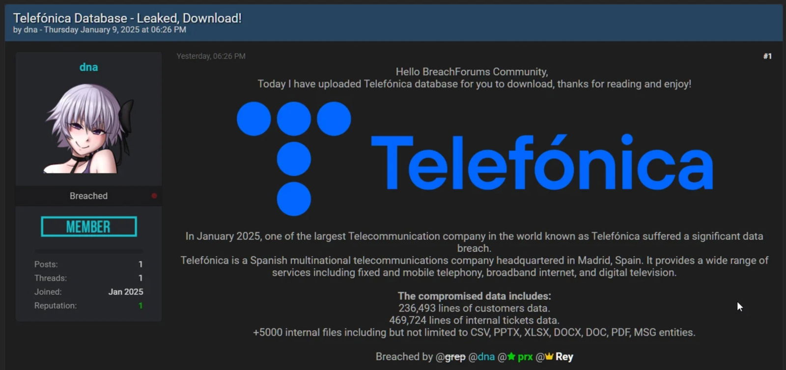 Un total de 2,3 GB de datos de Telefónica han quedado expuestos debido a una filtración masiva