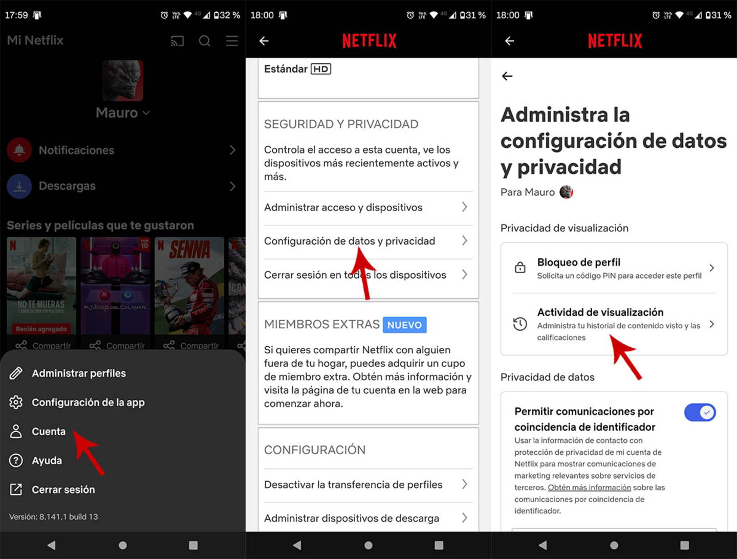 Ver contenido visualizado en Netflix