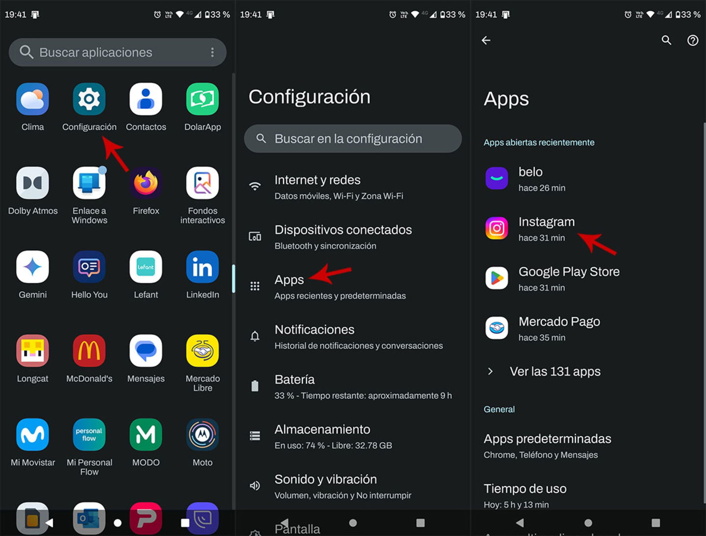 Ver el almacenamiento cache de Instagram en Android