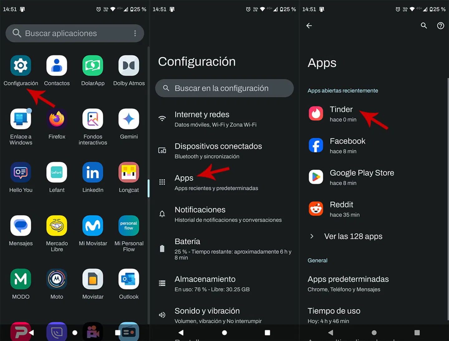 Ver las opciones de Tinder en Android