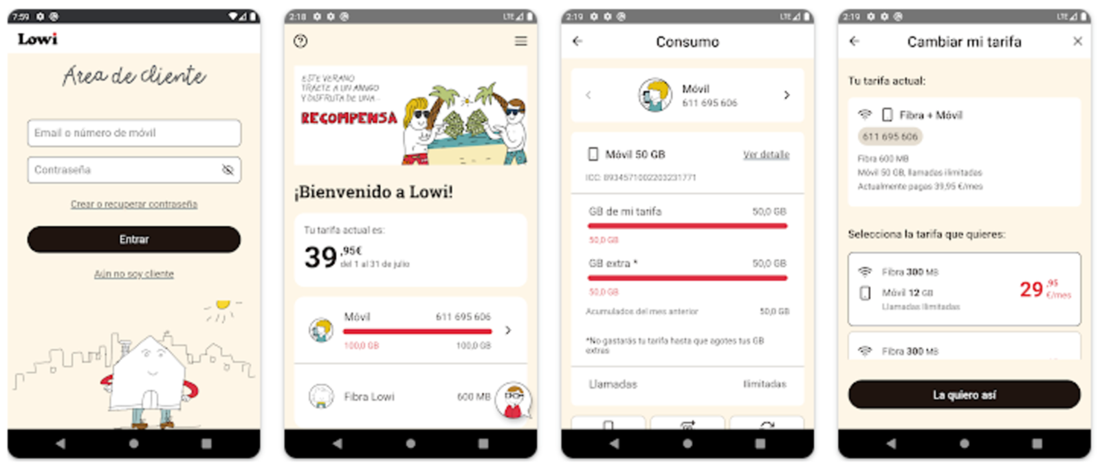 La aplicación de Lowi nos permite consultar dudas sin tener que llamar por teléfono