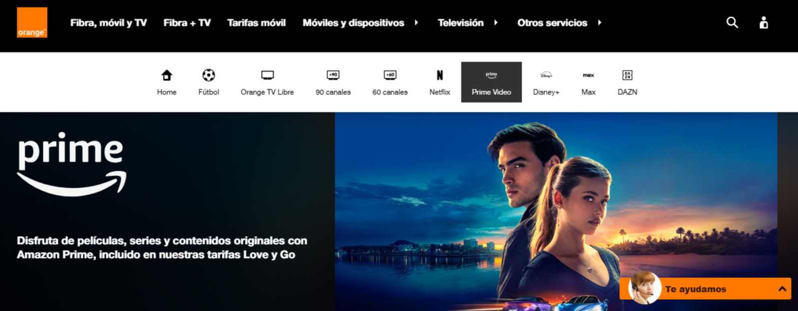 Orange ofrece Prime Video en sus tarifas LOVE y Go