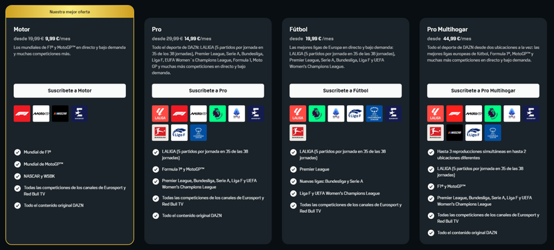 Nueva oferta en DAZN tres meses de suscripción a la mitad de precio