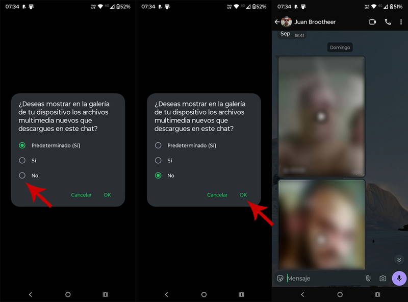 Ocultar fotos y videos de un chat de WhatsApp