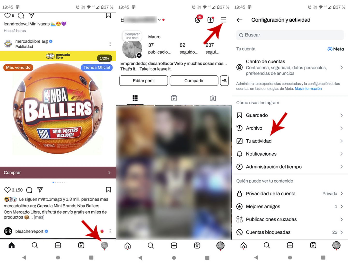 Ver tu actividad de Instagram