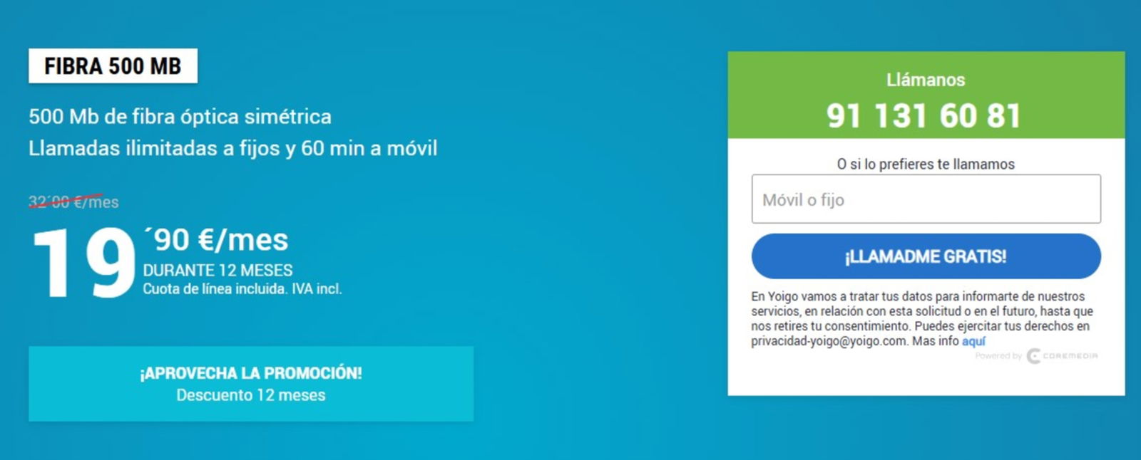 Si solo quieres fibra, Yoigo te ofrece 500 Mb a un precio imbatible
