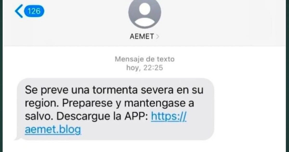 Los ciberdelincuentes se están aprovechando de los avisos de la AEMET por tormenta. Cuidado con este SMS