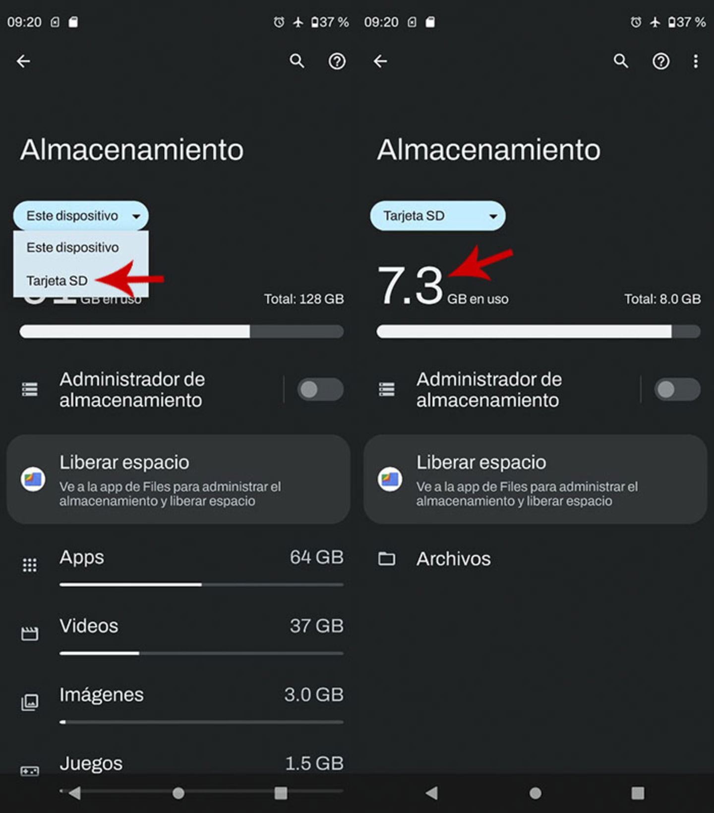 Saber cuanto espacio tienes ocupado en la microSD en Android