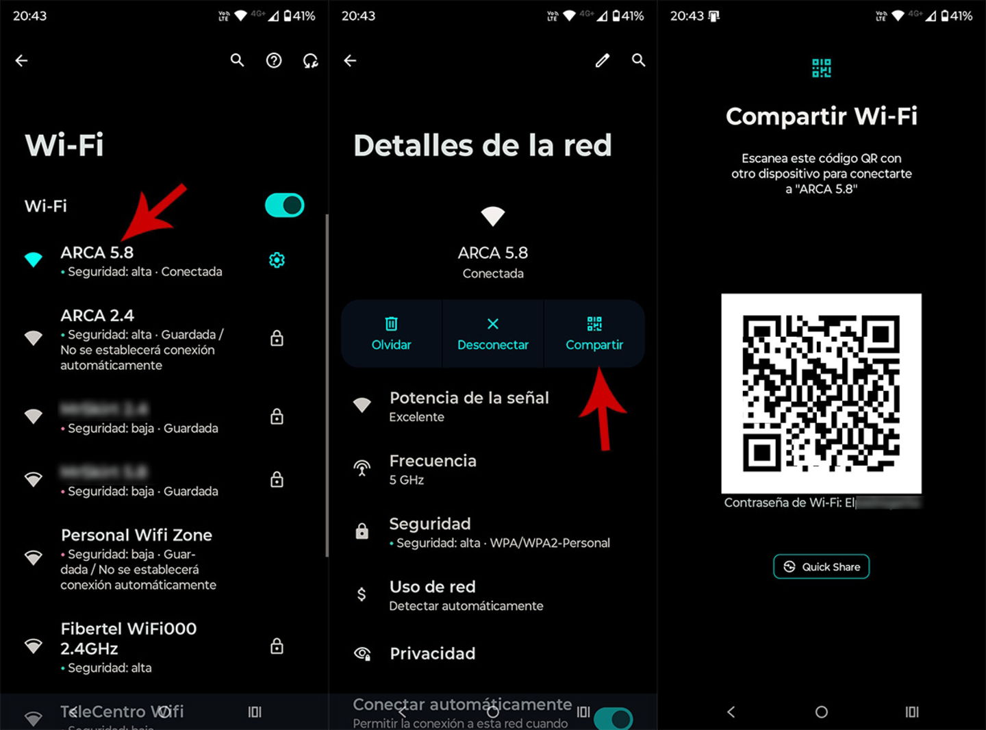Compartir clave de red WiFi en Android