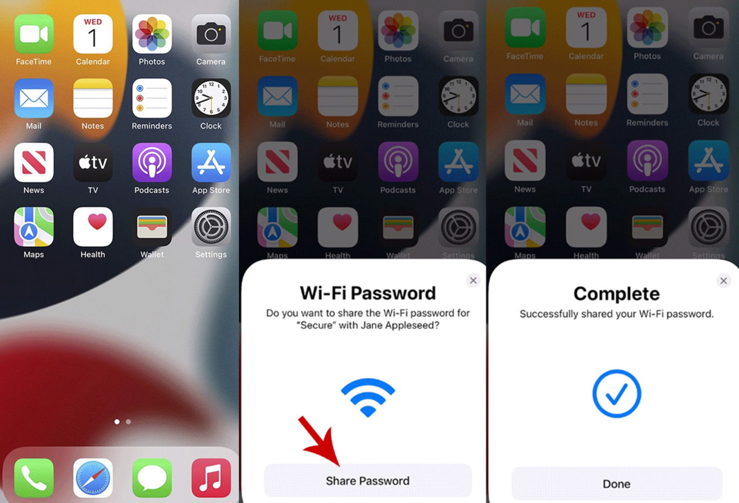 Compartir contraseña de red WiFi en iOS