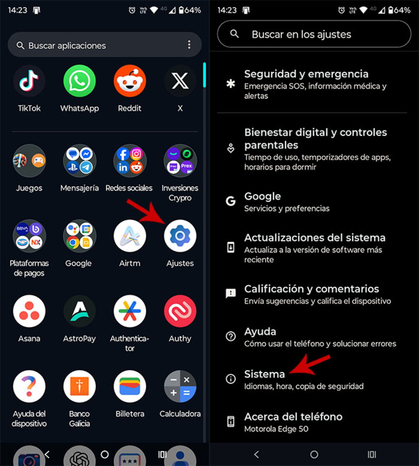 Entrar en los ajustes del sistema Android