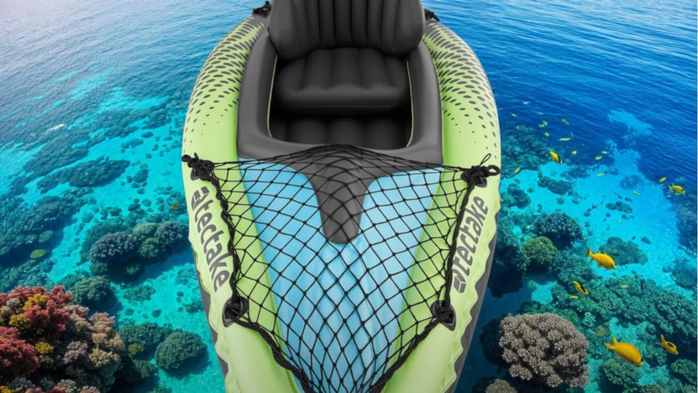 Lánzate al agua en verano con este kayak hinchable robusto y barato, con remo y bolsa de transporte