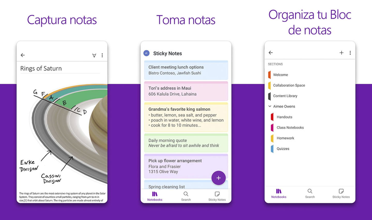 Microsoft OneNote app para estudiar