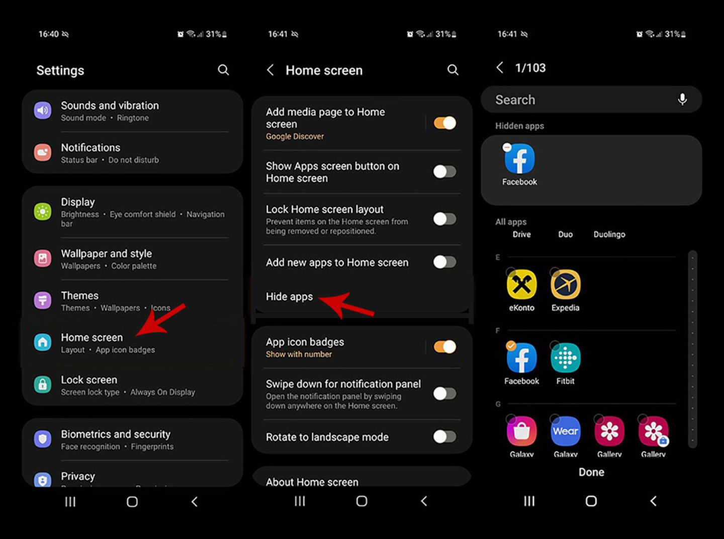 Ocultar apps desde los ajustes del móvil