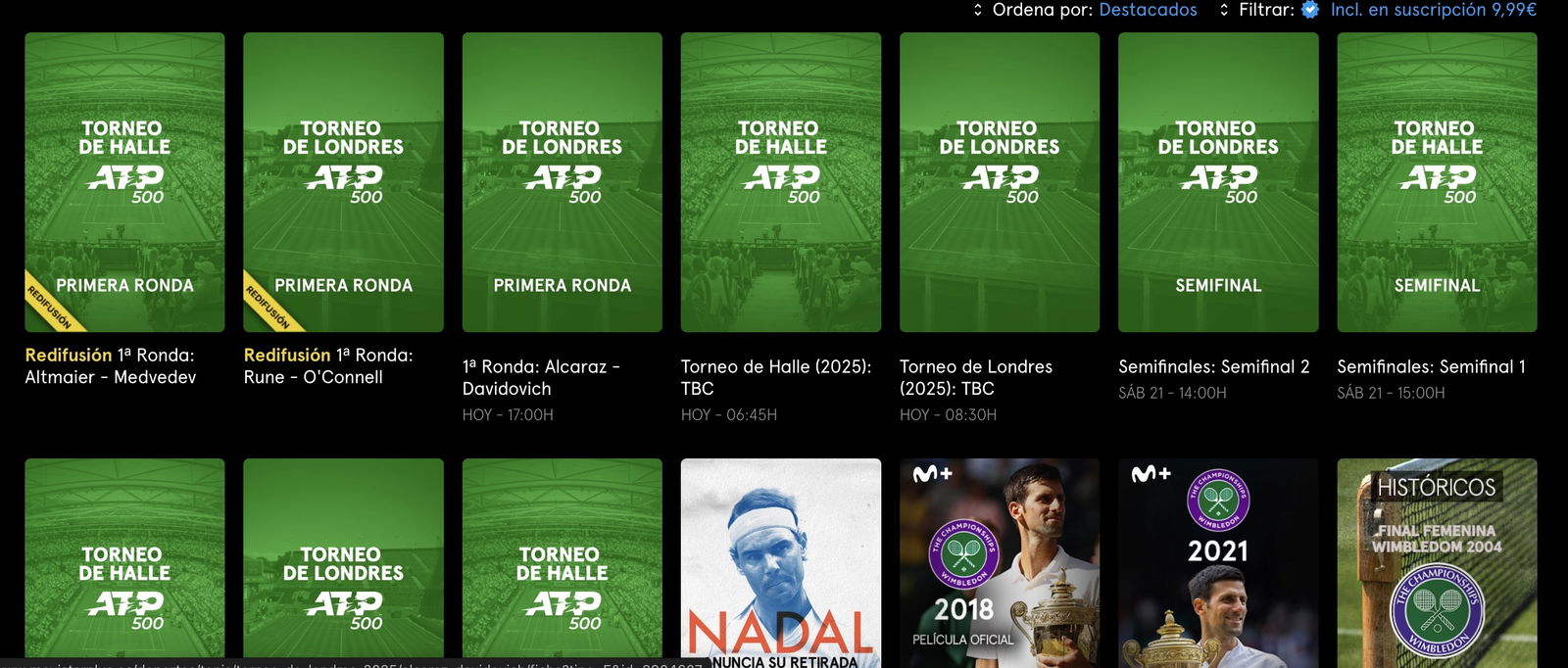 Ver el tenis en Movistar Plus+: qué partidos y torneos se pueden ver en la plataforma