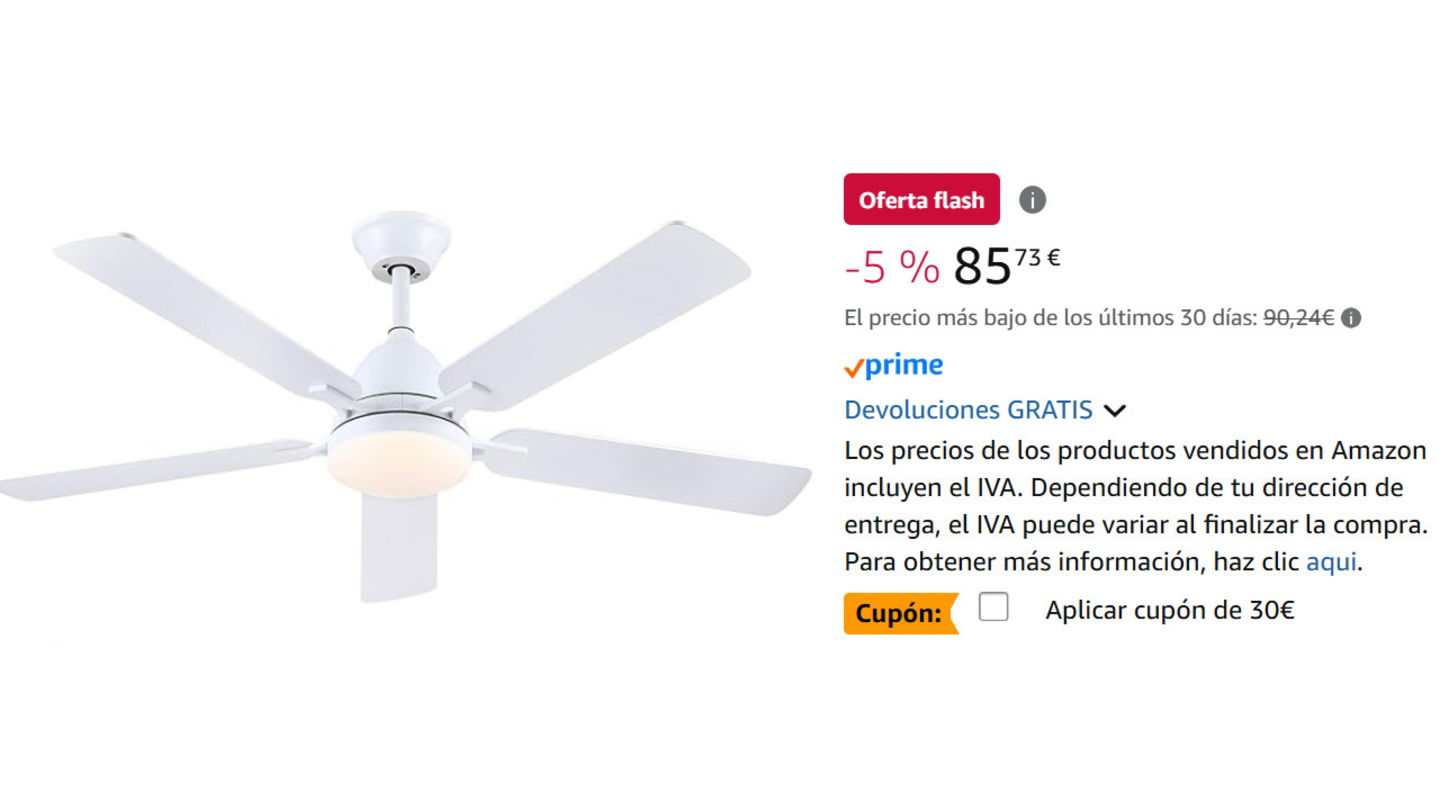 Una compra brutal por menos de 60 euros: este ventilador de techo con luz y control por app arrasa en Amazon en precio y valoraciones