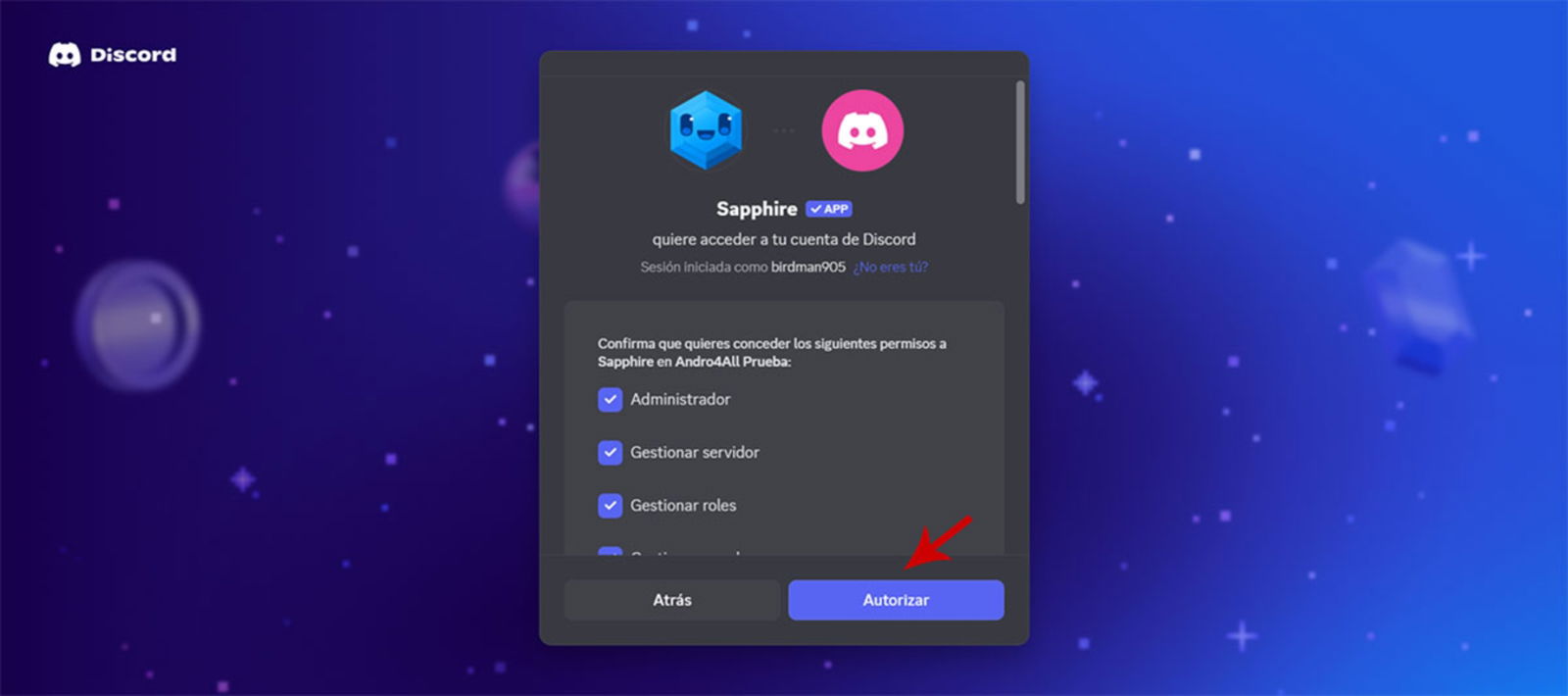 Autorizar un bot en un servidor de Discord