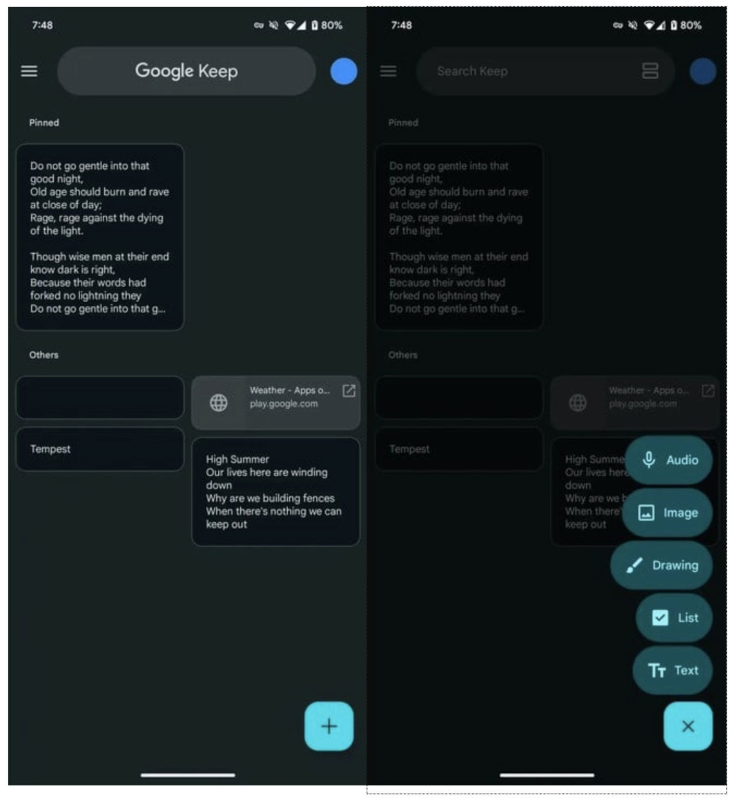 Google Keep en Android