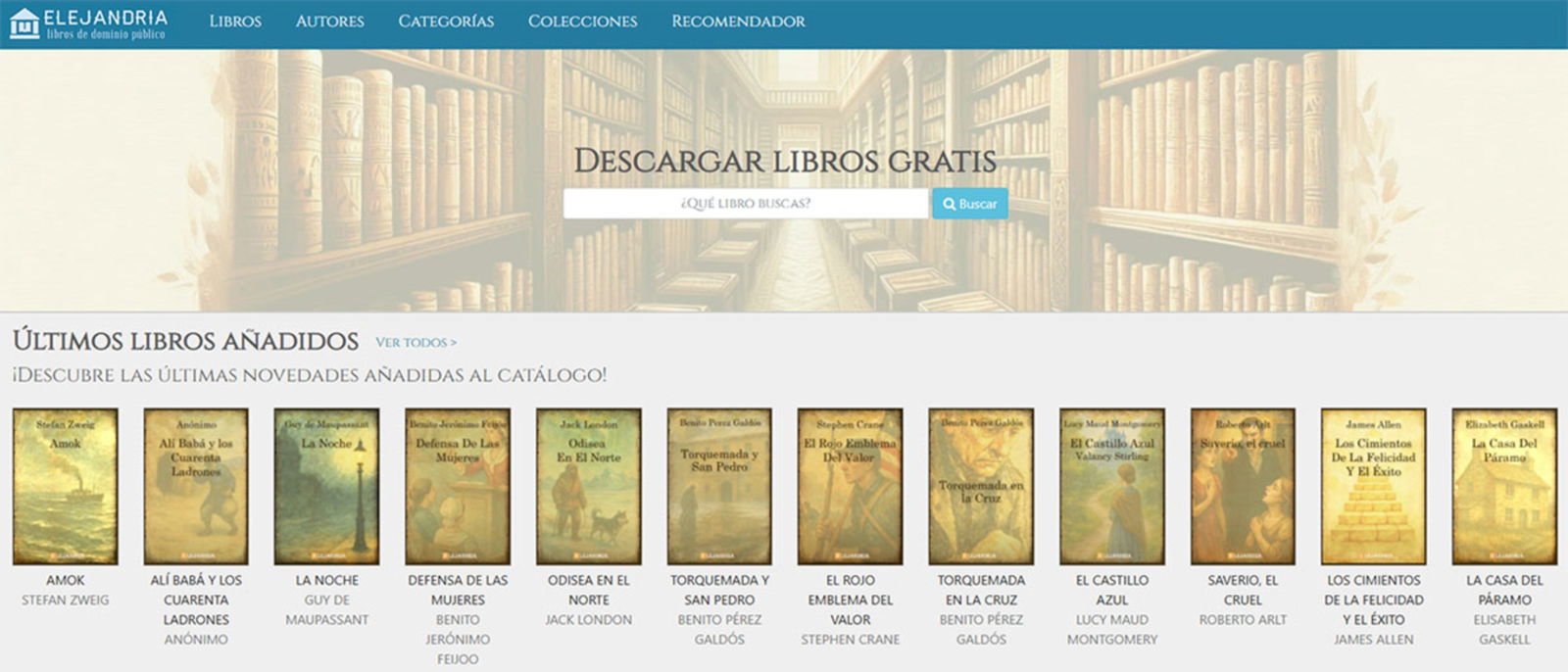 Elejandría una biblioteca digital enfocada en clásicos de dominio público