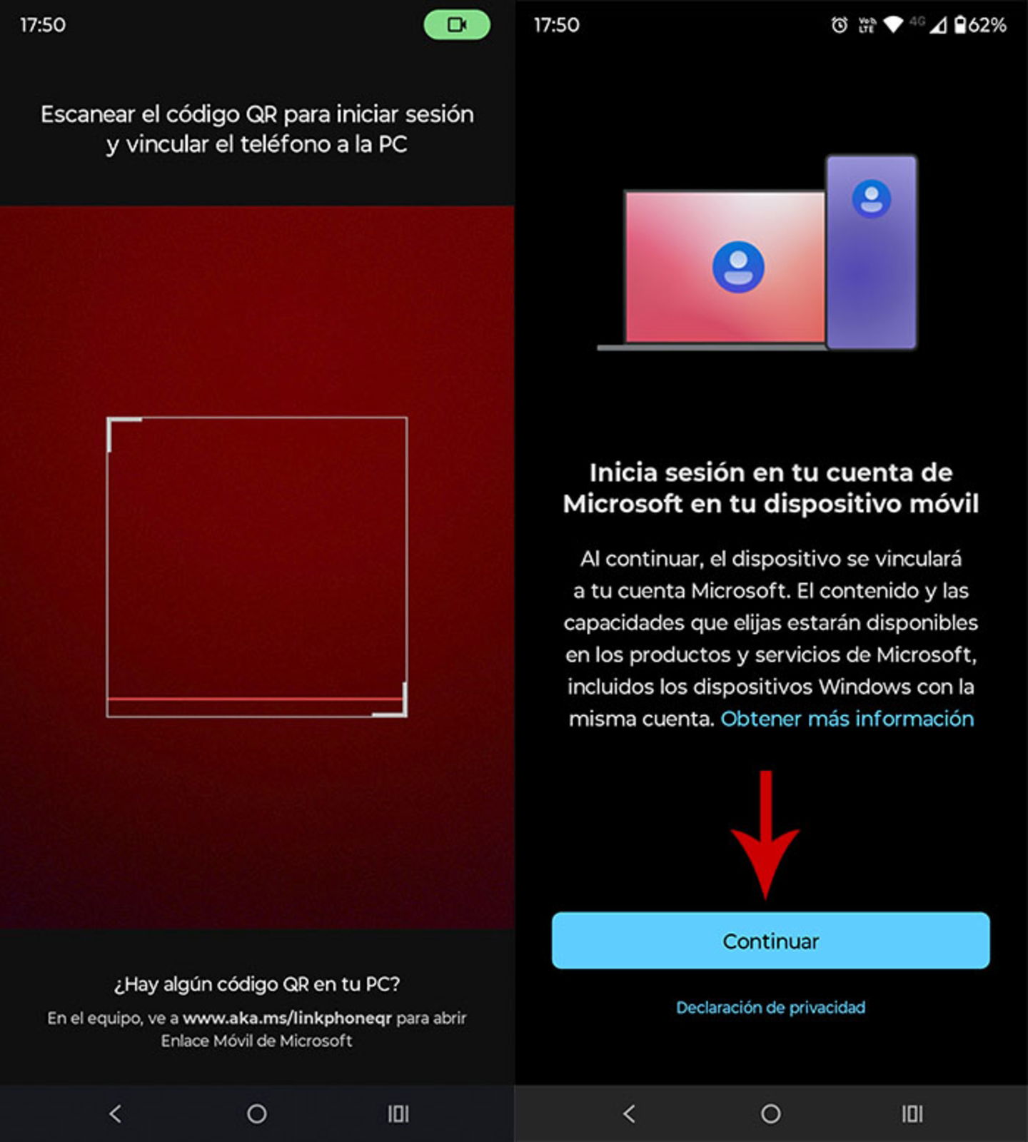 Escanear el codigo QR con Enlace movil
