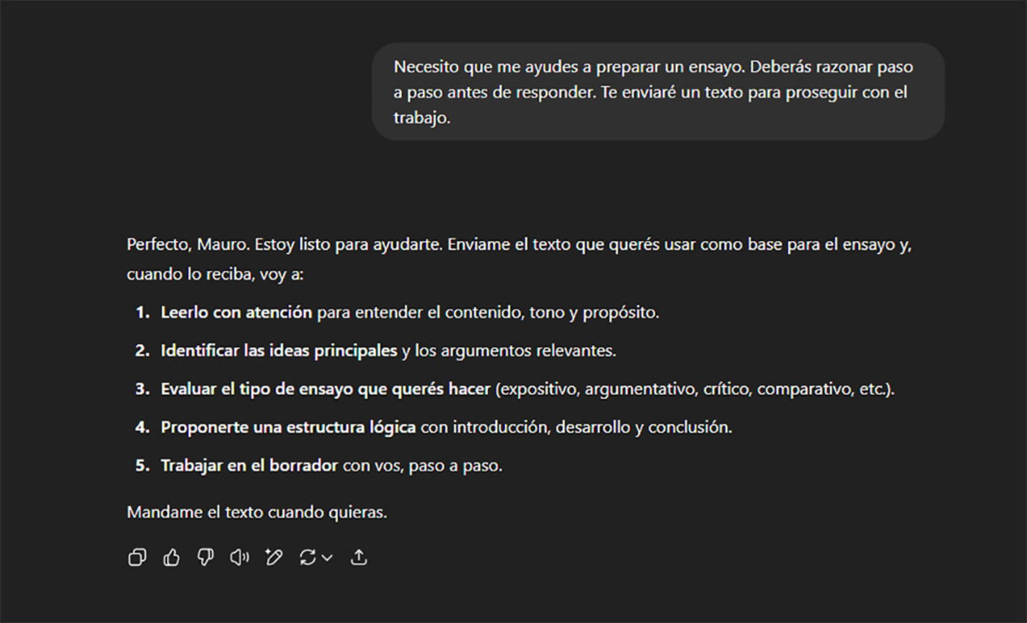Utiliza comandos por pasos