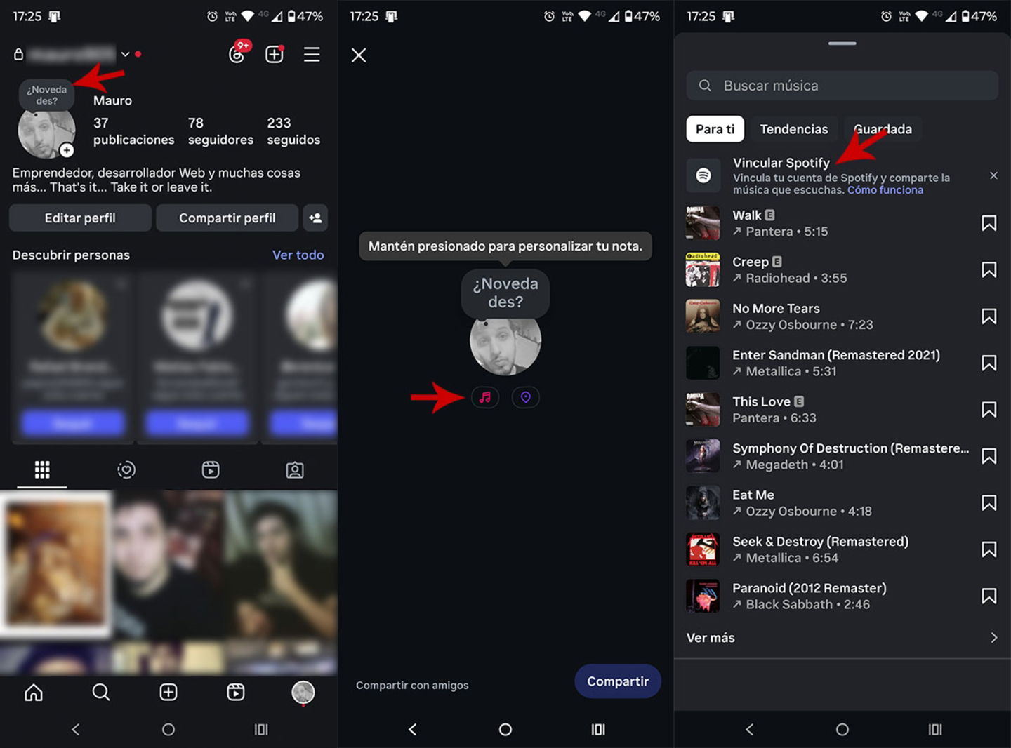 Vincular Spotify en Instagram