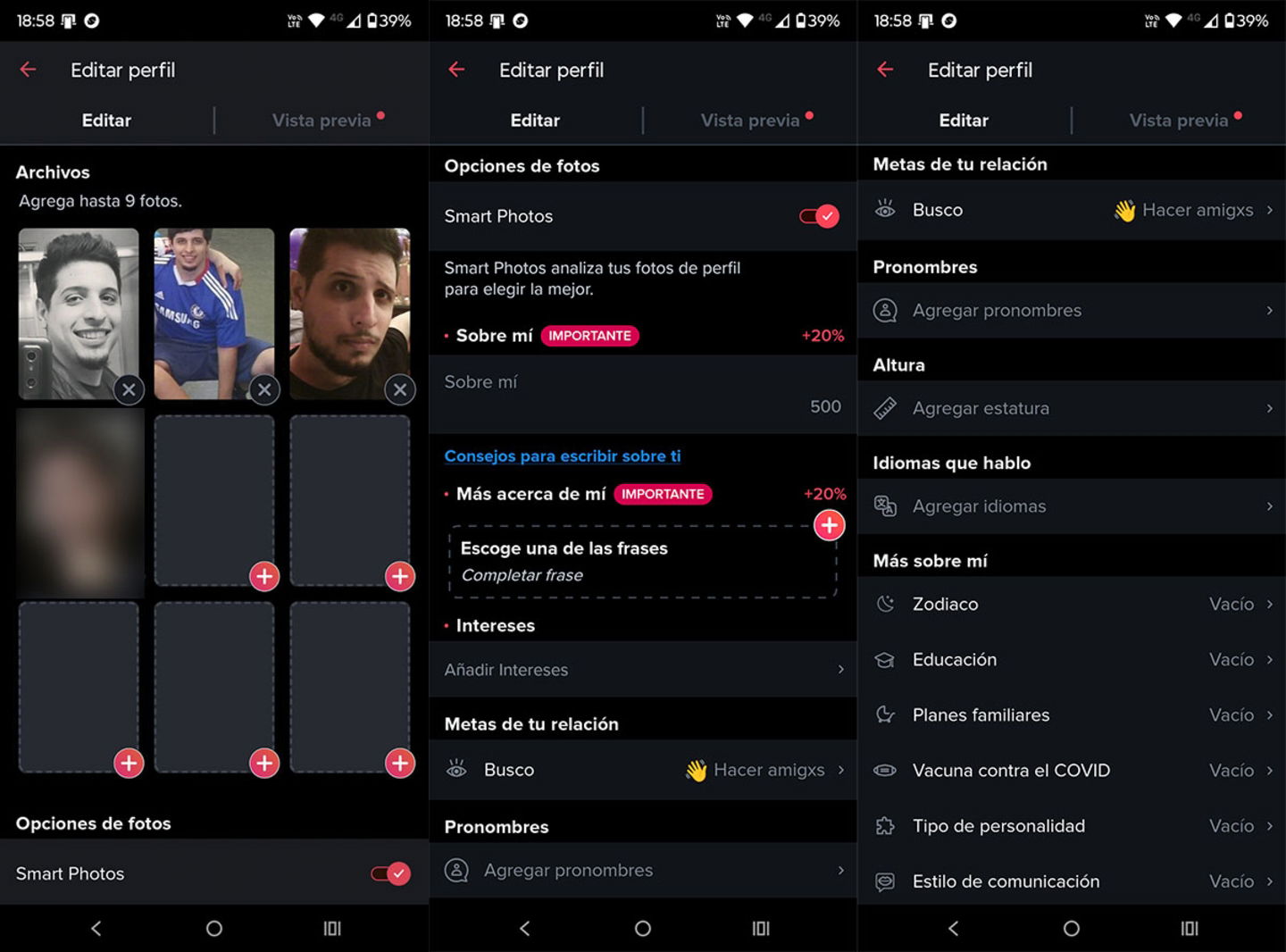 Cómo editar tu perfil de Tinder