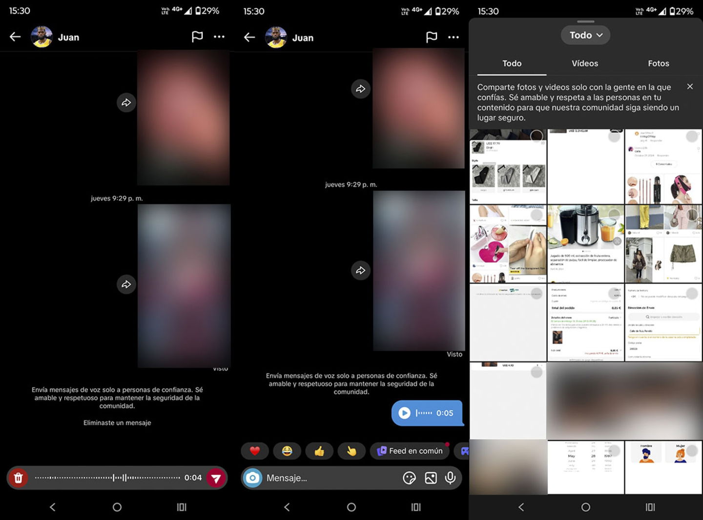 Como enviar audios y fotos en los mensajes de TikTok