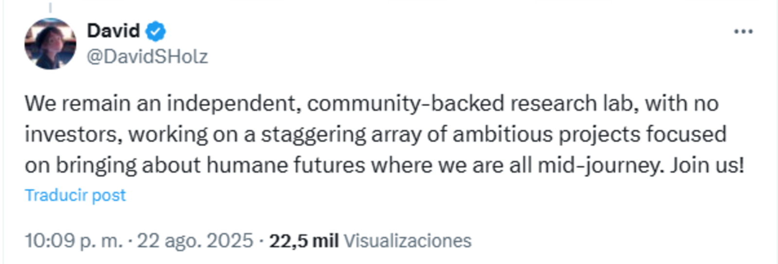 Post en X de David Holz