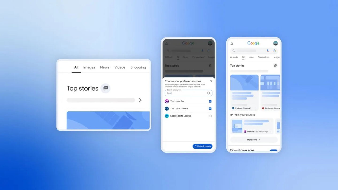 Google te permitirá elegir tus fuentes favoritas en los resultados de búsqueda