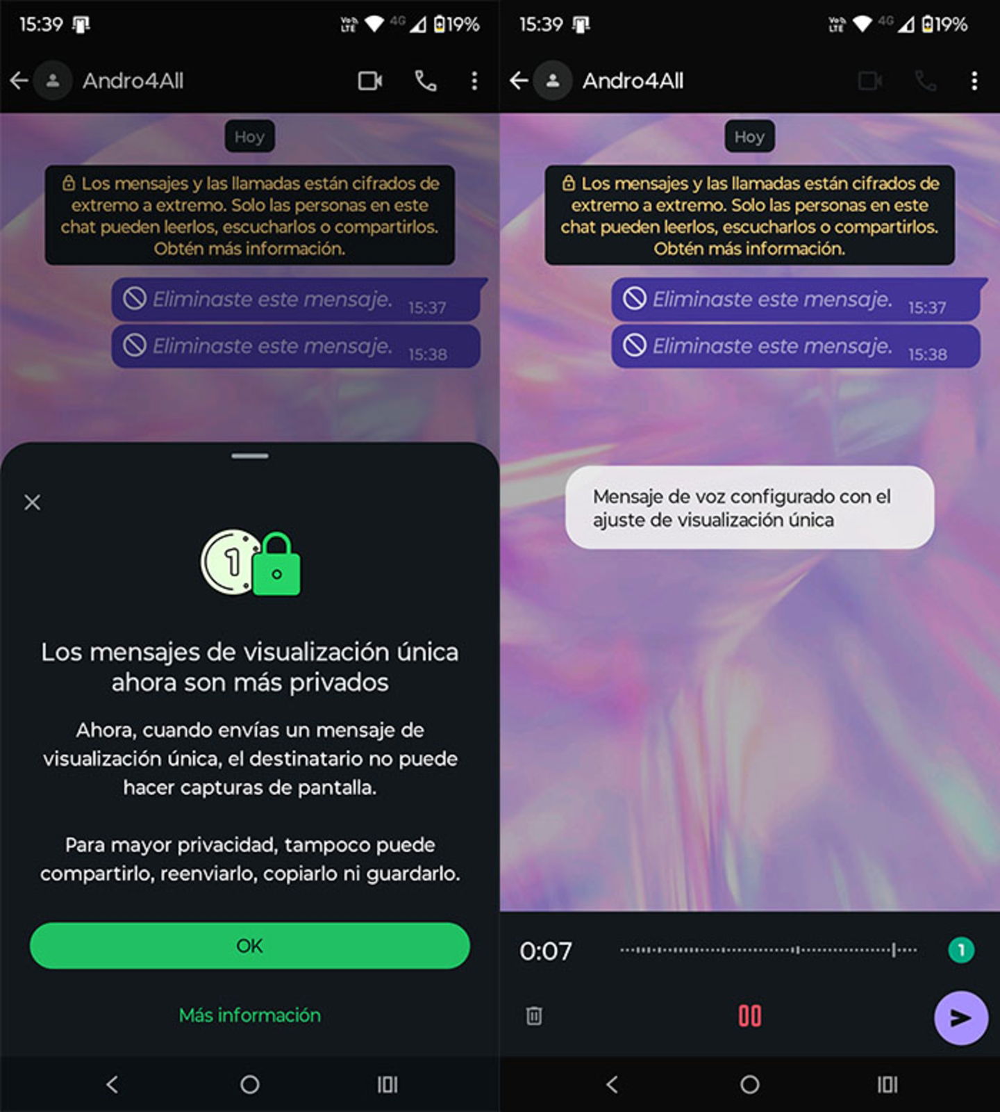 Qué son las fotos y los audios temporales de WhatsApp
