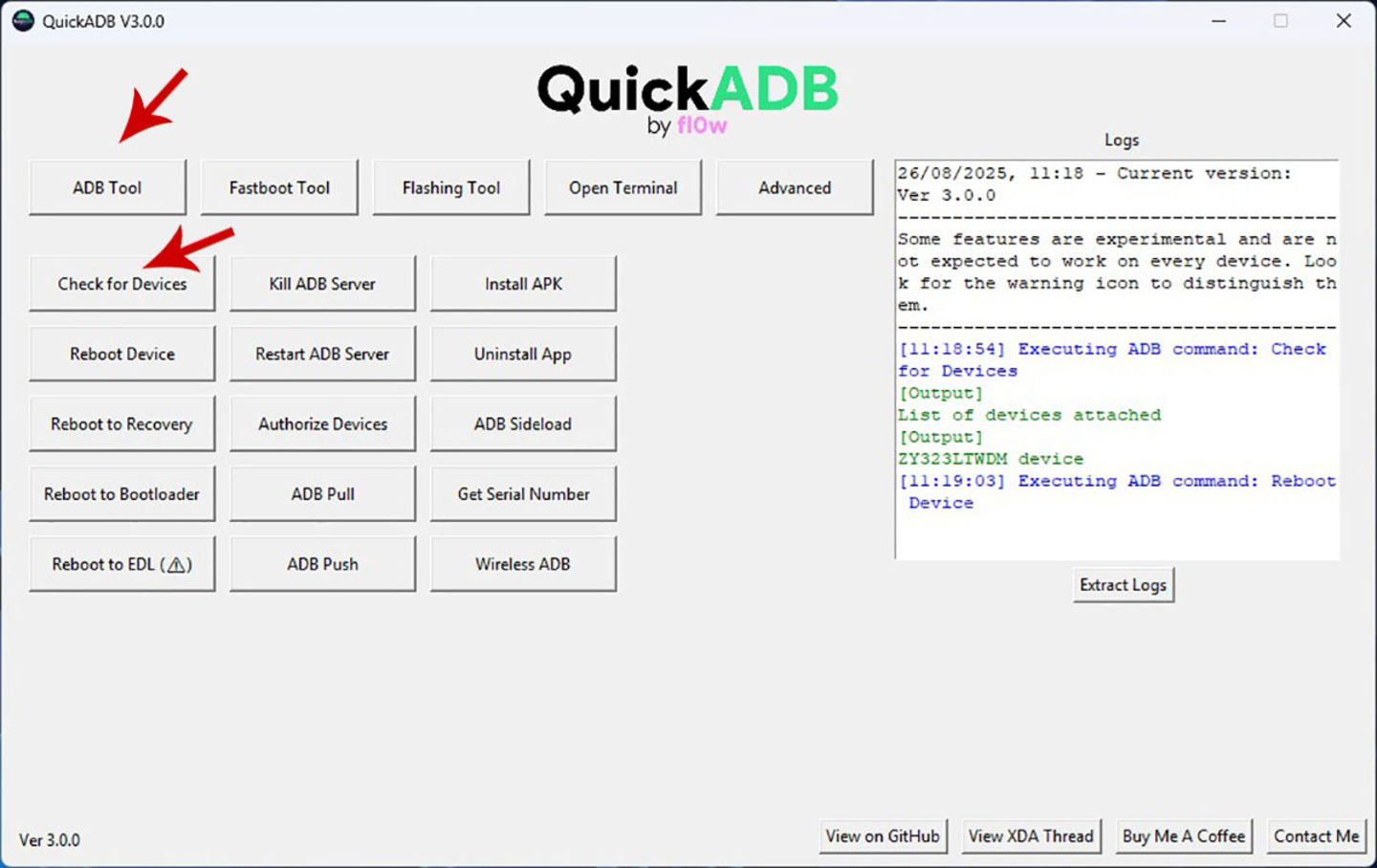 Reconocer móvil en QuickADB